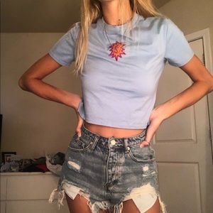 light blue fitted tee